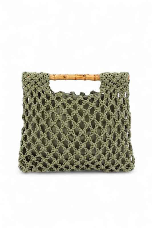 Crochet Bamboo Handle Summer Clutch